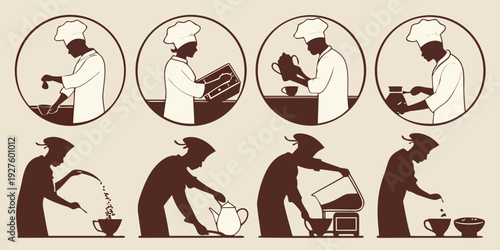 Illustrations of various human activities and professions throughout history Vector