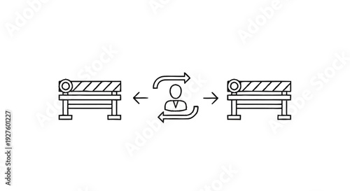 Conceptual illustration of a person navigating between two barriers.