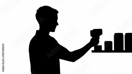 Man holding gavel at auction with city skyline