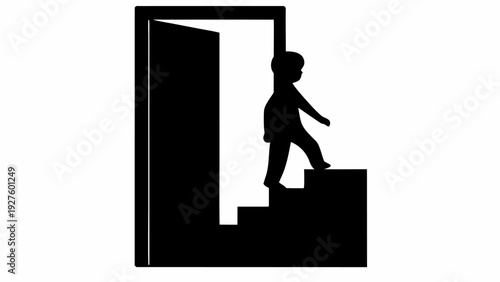 Silhouette of person stepping through doorway to new opportunities