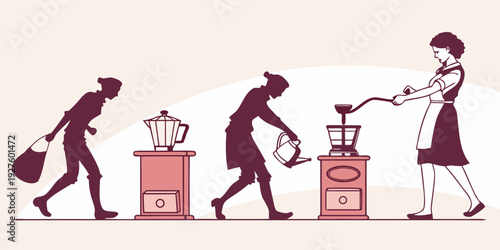 Illustration of a woman's career progression in the workplace Vector
