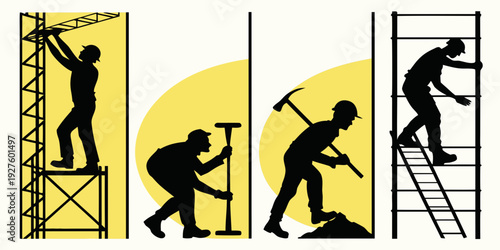 Evolution of construction safety practices and equipment over time Vector