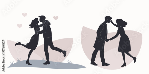 Two couples dancing passionately on a beach at sunset Vector