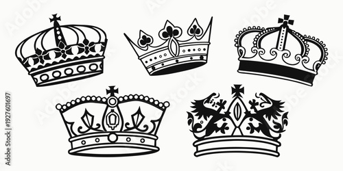 A collection of six different crowns from various european monarchies Vector