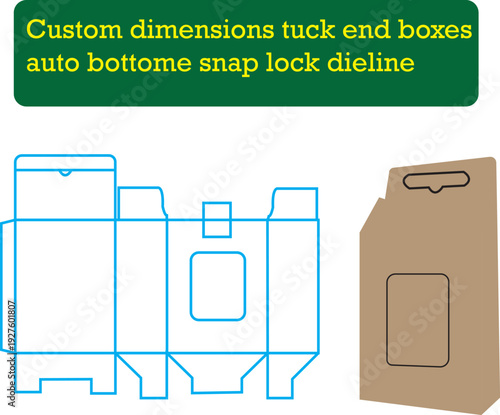 Custom Packaging Box with Hanging Hole Dyeline Template and Realistic 3D Grey Mockup Vector