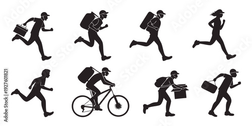 A diverse collection of people engaged in various forms of physical activity and transportation. Vector