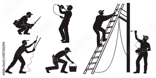 A diverse group of people engaging in various climbing and rock climbing activities Vector