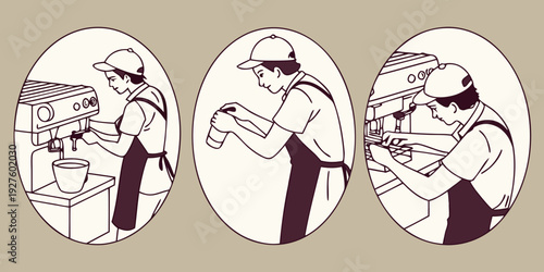 A whimsical illustration of a man transforming into a bird through various stages Vector