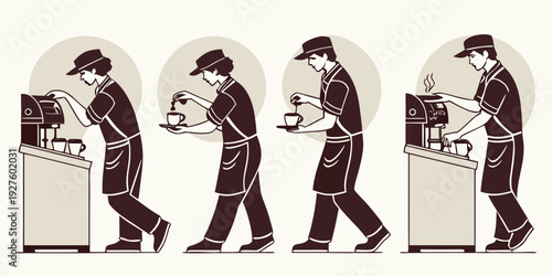 A sequence of a person performing various exercises with a barbell Vector