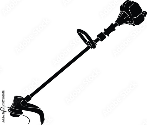 String trimmer silhouette illustration, weed eater artwork, garden tool motif, landscaping design vector collection for yard, maintenance, and outdoor themes