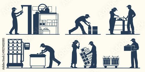 A diverse group of people working together in various settings and activities Vector