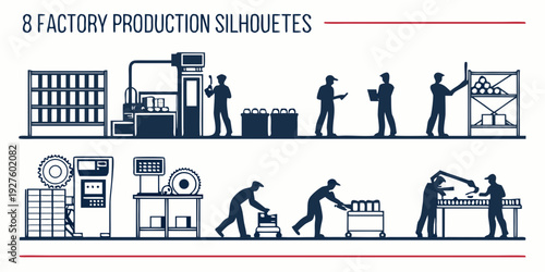 Illustration depicting various types of industries and their facilities Vector