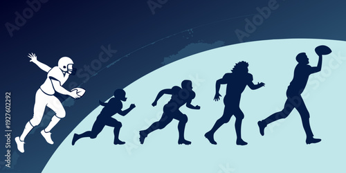 Evolution of human movement from crawling to running depicted in a stylized illustration Vector
