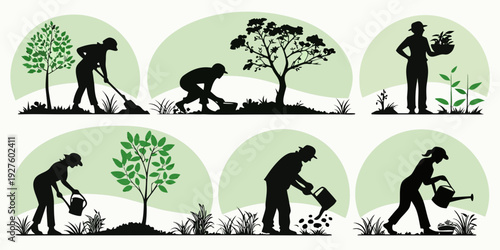 Evolution of humans and their interaction with the environment through time Vector