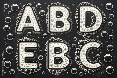 Black and white font with graffiti-style bubbles