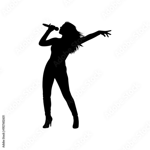 Silhouette of a Female Singer Performing on Stage.