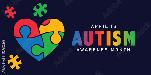 Autism Awareness Month Puzzle Heart Graphic