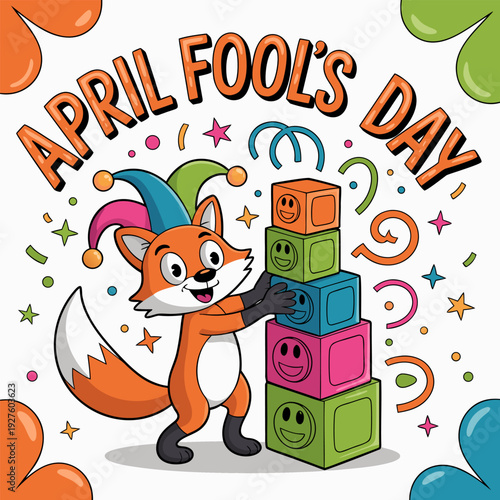 Bright April Fools Day celebration illustration with silly theme