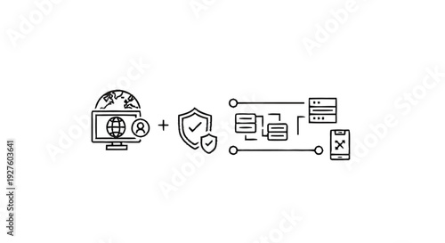 Cybersecurity network protection and data security concept illustration.