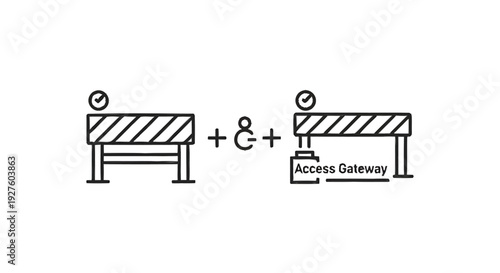 Conceptual illustration of access gateway and construction barriers.