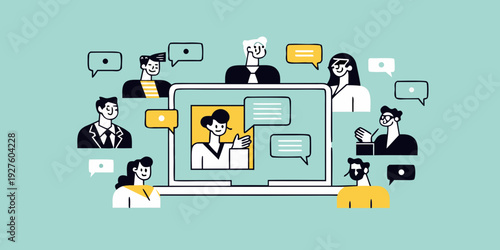 Diverse group collaborating during a virtual meeting on a laptop