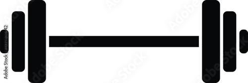 Black silhouette of barbell with weight plates, fitness strength training equipment icon for bodybuilding, gym workout, exercise, health and sports illustration isolated vector