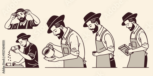 Children engaged in various activities with a dog in a park setting. Vector