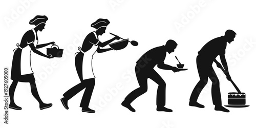 Evolution of cooking methods from ancient times to modern day Vector