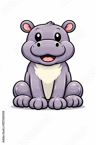 Vector illustration of rubber hose cartoon style hippo