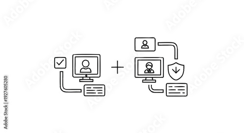 Computer Network Security and User Management Icons.
