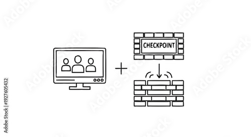 Computer Screen and Firewall Security Concept.