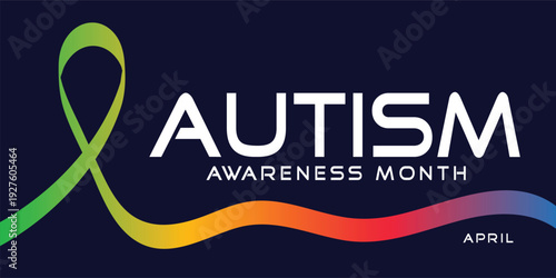 Autism Awareness Month with Colorful Ribbon