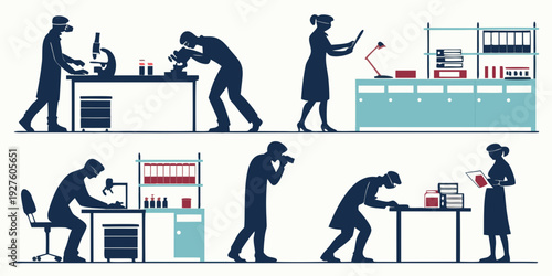 A diverse group of people engaged in various office activities and tasks Vector