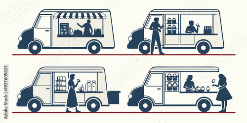 A series of vehicles transporting people and goods in various scenarios Vector