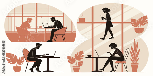 A sequence of images depicting a person performing various yoga poses. Vector