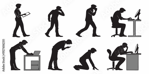 Illustrations of various yoga poses and stretches for flexibility and relaxation Vector