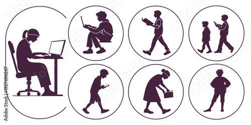 Illustration depicting various stages of human evolution and development Vector