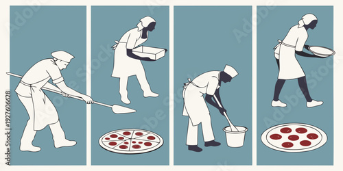 A series of images depicting a person playing croquet in a sequence of movements Vector