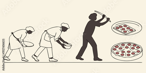 A sequence of images showing a man throwing a frisbee and a dog catching it. Vector