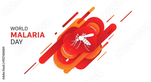 World malaria day awareness graphic with mosquito on red background