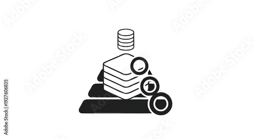 Data storage and organization pyramid with stacked elements.