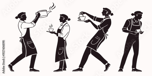 People walking in various styles and outfits, showcasing different gaits and attire. Vector