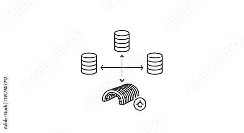 Database connection and data flow diagram illustration.