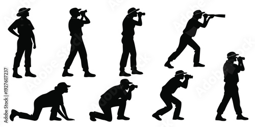 Illustrations of a person performing various yoga poses in different positions Vector