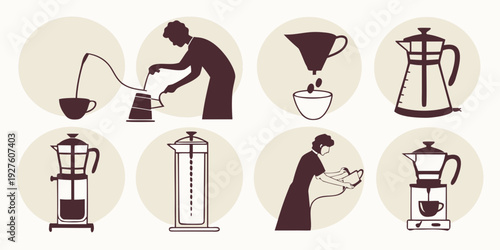 A collection of various vintage and modern kitchen appliances and tools Vector