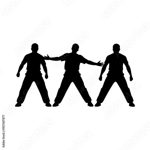 Silhouette of Three Men Standing with Arms Outstretched.
