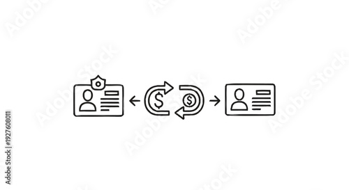 Conceptual illustration of financial transactions between two individuals.