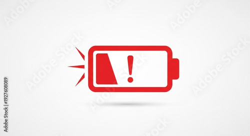Low battery warning icon, indicating a critical power shortage and urgent need for charging.