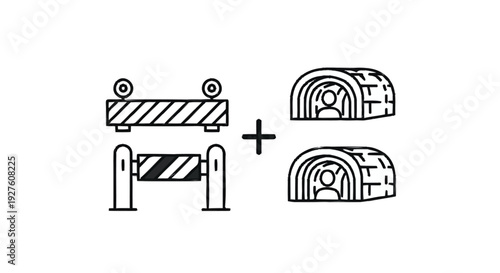 Construction Barriers and Igloos Illustration.