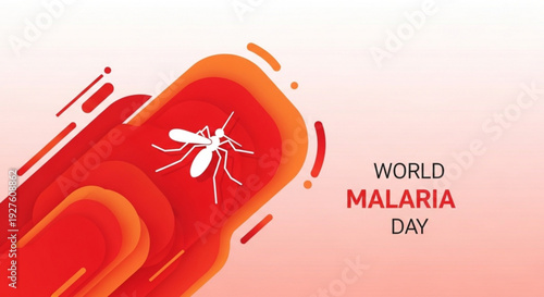 World malaria day awareness graphic with mosquito on blood smear
